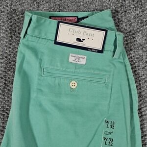 Vineyard Vines Club Pant Classic Fit Green Chino‎ Pants Straight leg 33x32